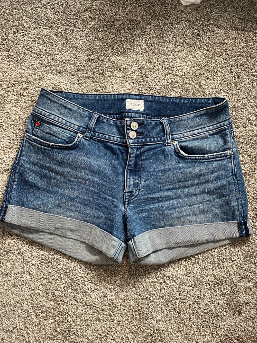 Hudson Jeans Blue Rolled Cuff Denim Shorts
